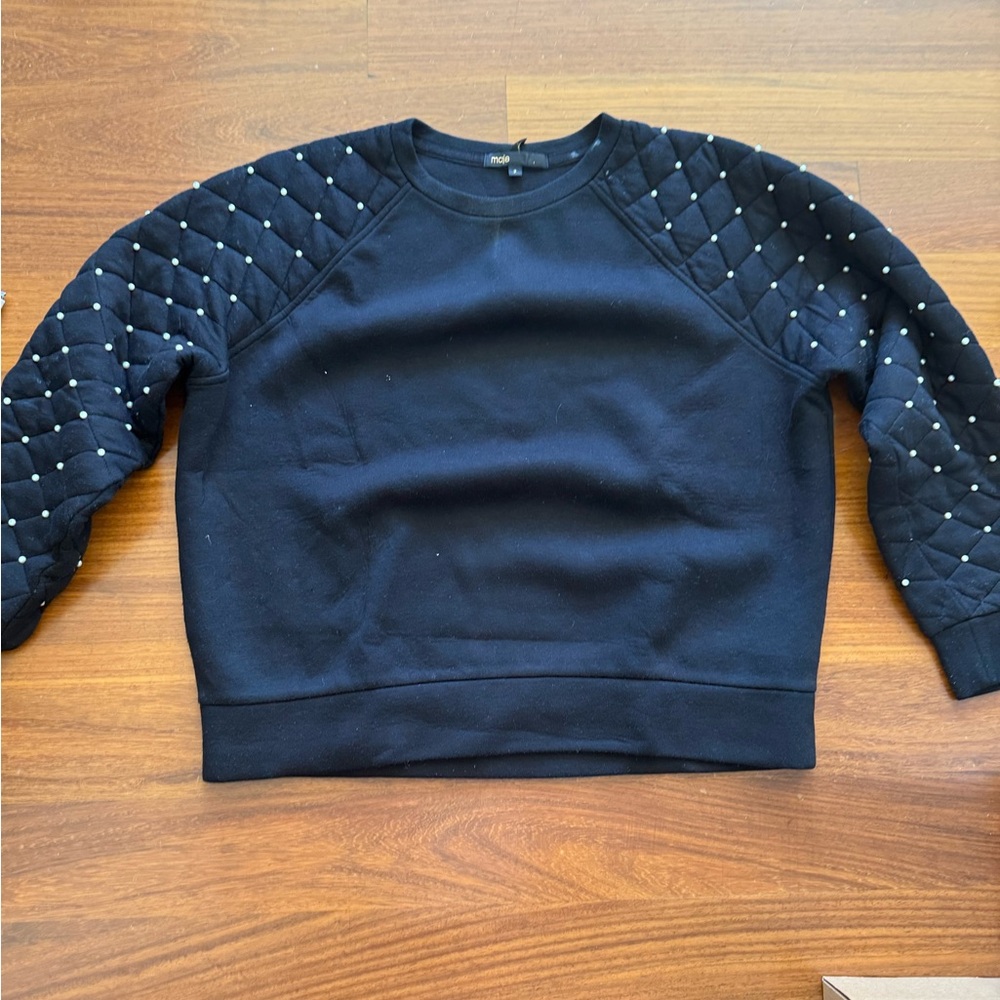 Black Quilted Sweatshirt